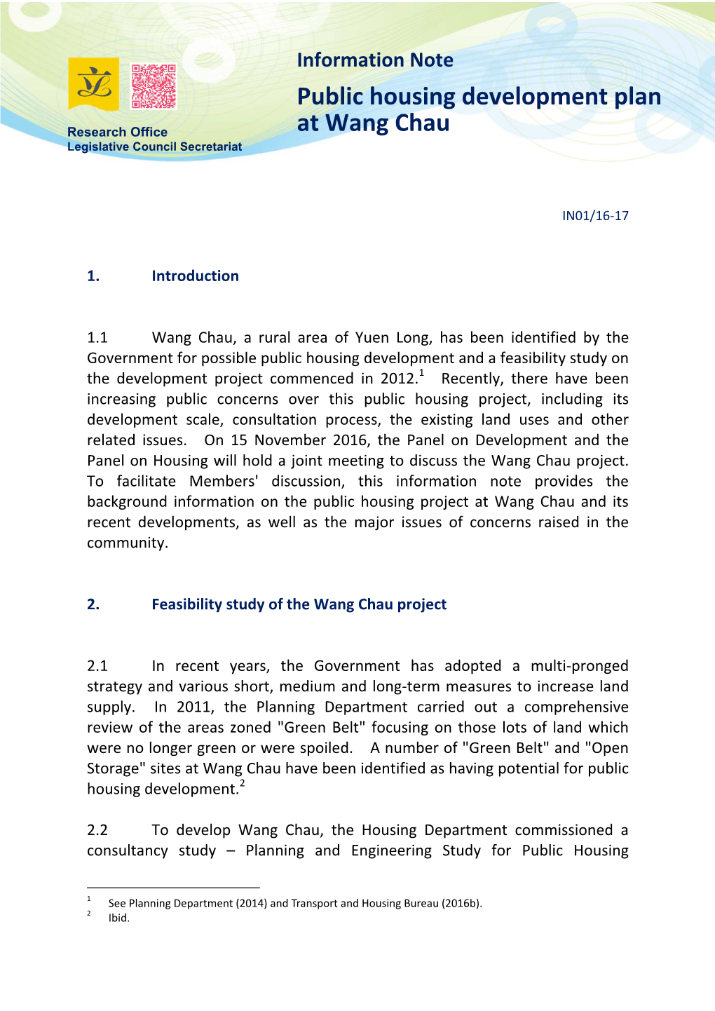 Public Housing Development Plan at Wang Chau