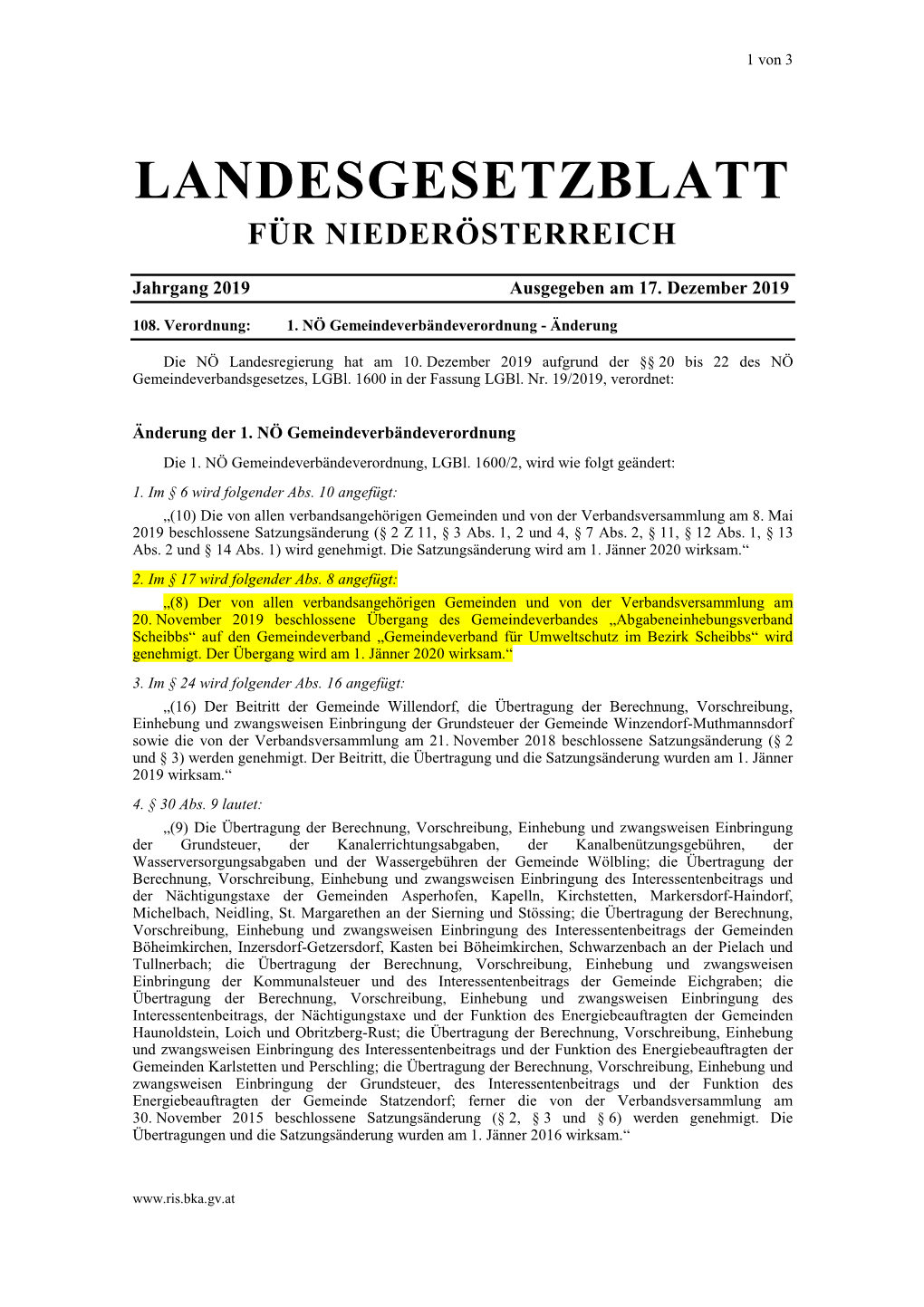 Landesgesetzblatt Für Niederösterreich