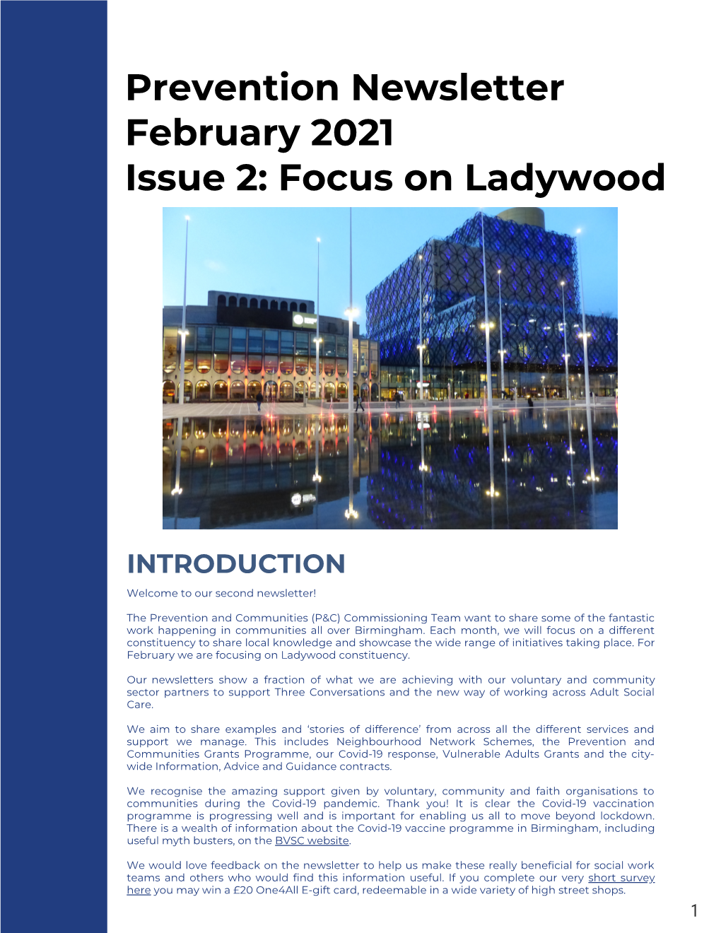 Prevention Newsletter February 2021 Issue 2: Focus on Ladywood
