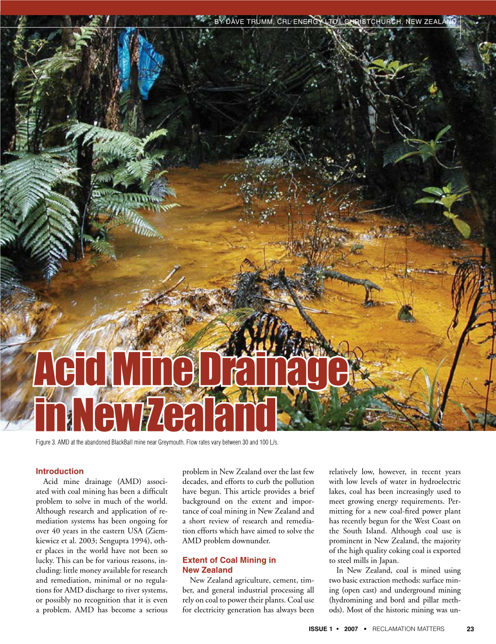 Acid Mine Drainage in New Zealand Figure 3