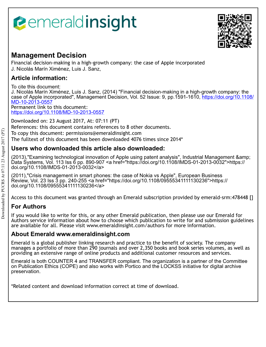 Financial Decision-Making in a High-Growth Company: the Case of Apple Incorporated J