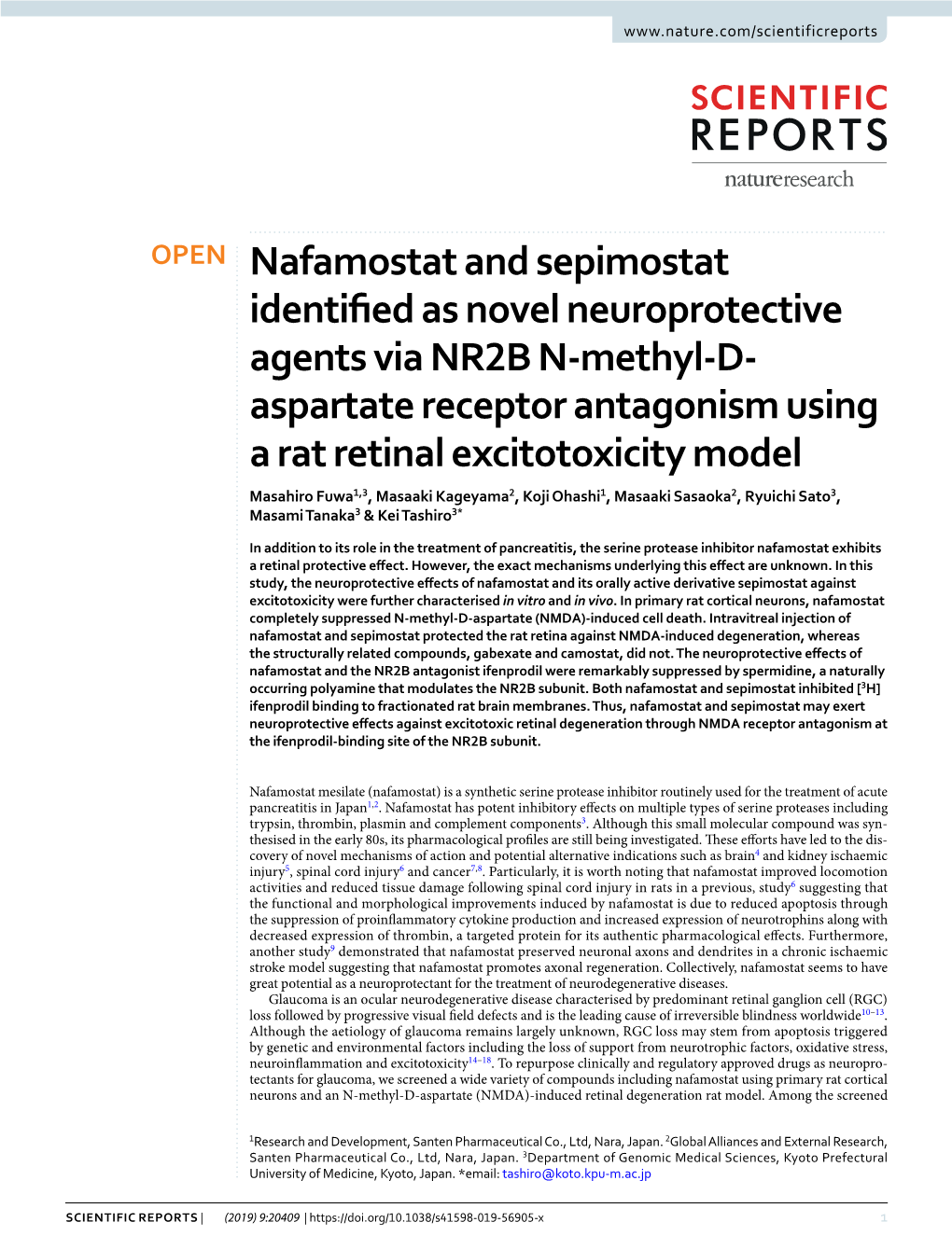 Nafamostat and Sepimostat Identified As Novel Neuroprotective Agents Via