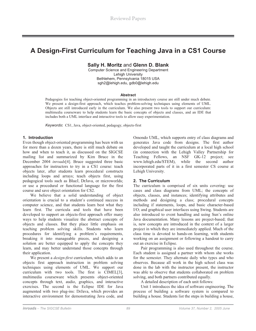 A Design-First Curriculum for Teaching Java in a CS1 Course