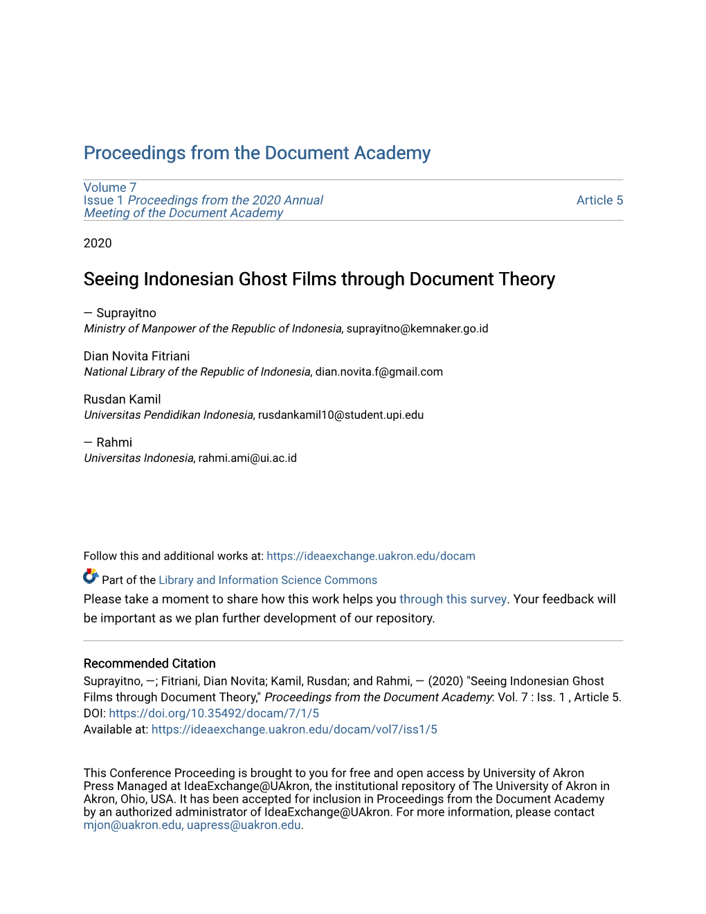 Seeing Indonesian Ghost Films Through Document Theory