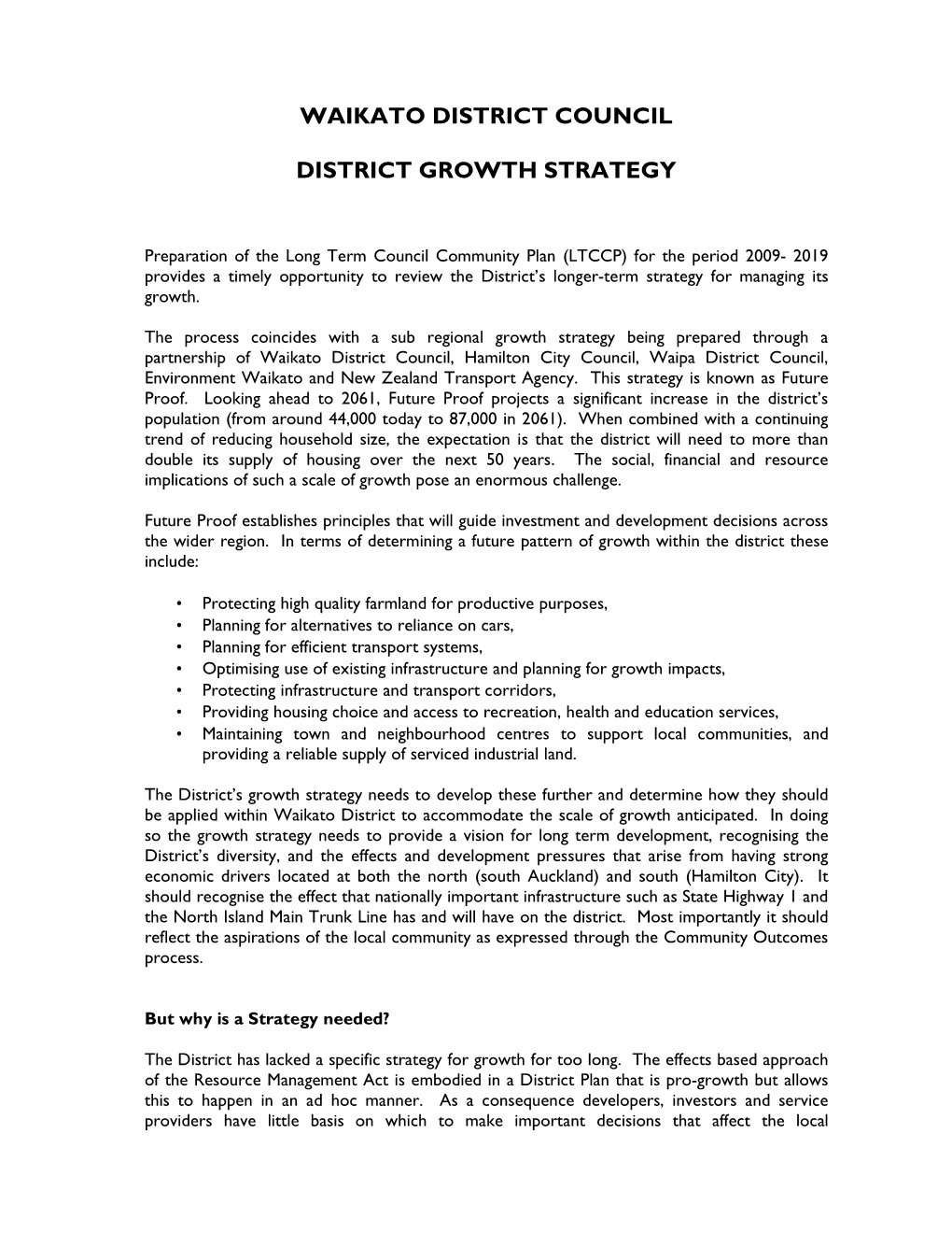 Waikato District Growth Strategy