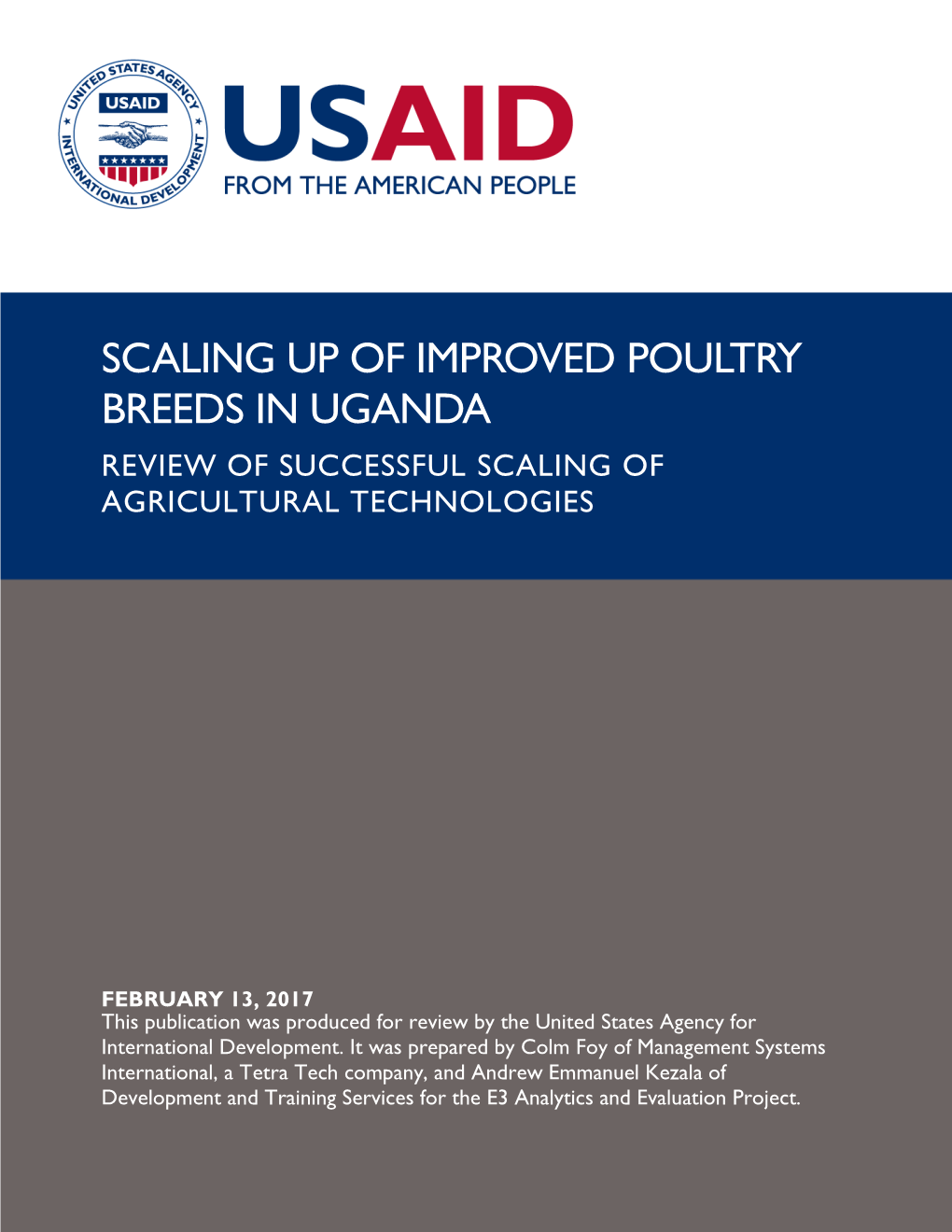 Scaling up of Improved Poultry Breeds in Uganda Review of Successful Scaling of Agricultural Technologies