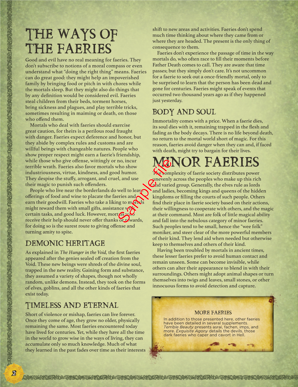 The Ways of the Faeries Minor Faeries