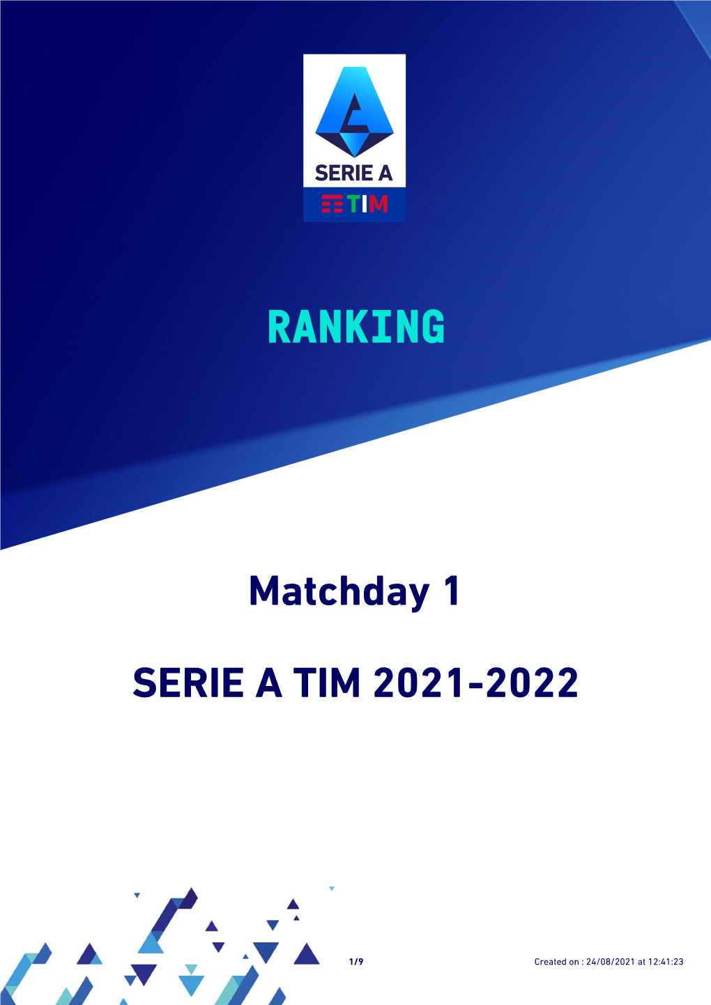 Ranking Top Players Matchday 1 Serie a TIM 2021-22