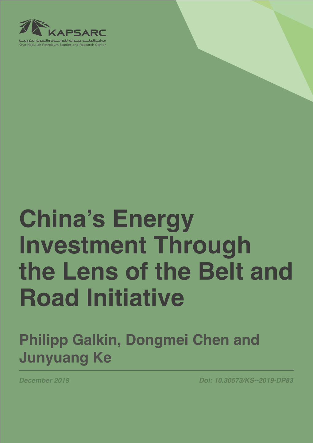 China's Energy Investment Through the Lens of the Belt and Road Initiative
