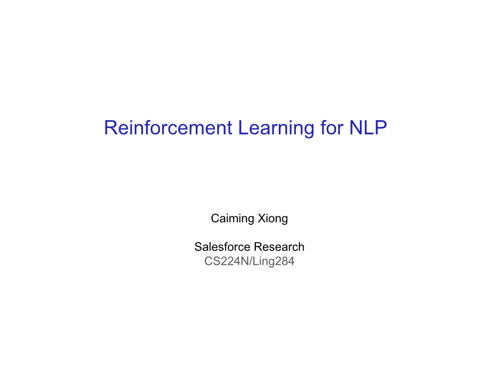 Reinforcement Learning for NLP