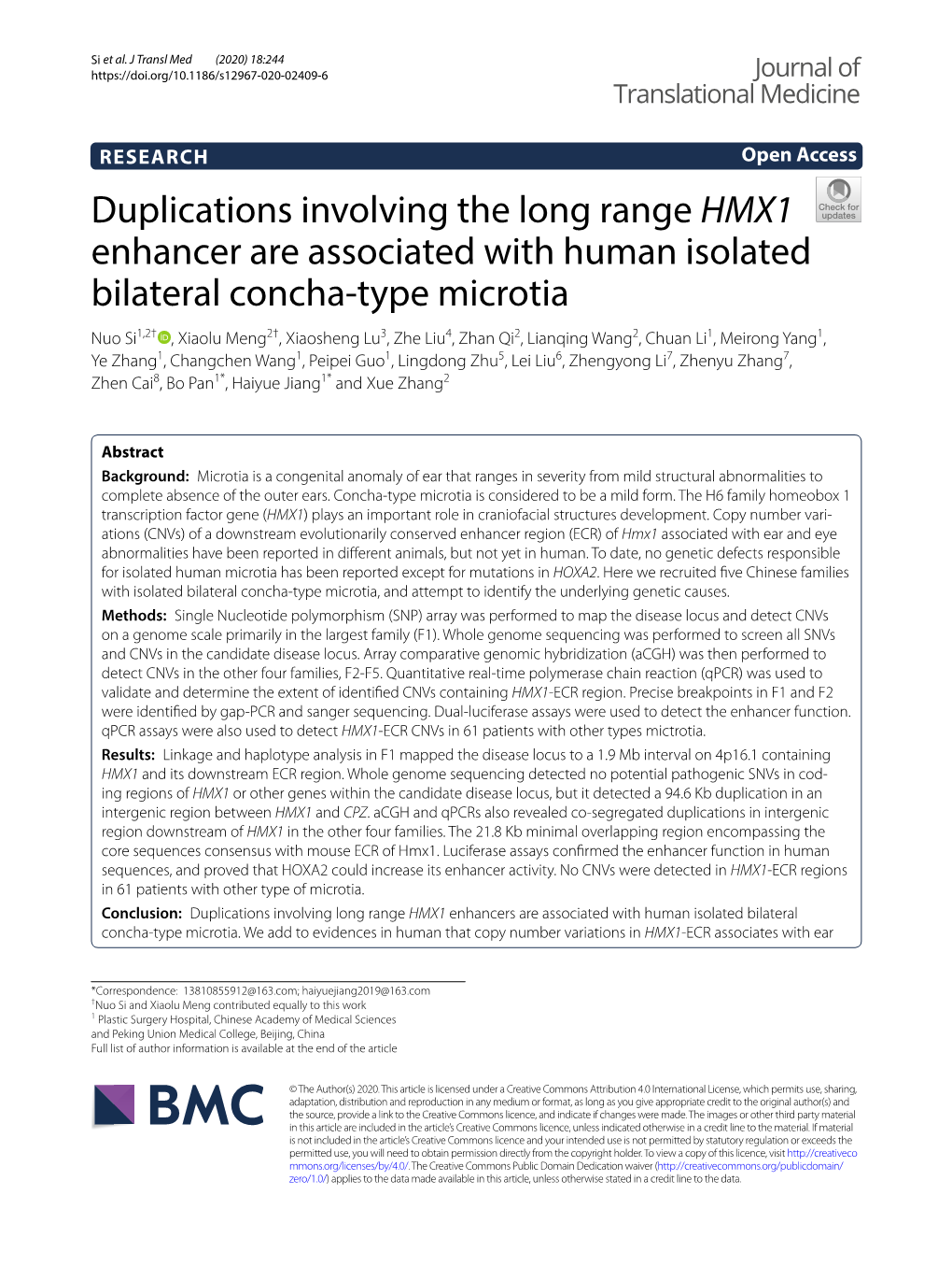 Duplications Involving the Long Range HMX1 Enhancer Are Associated