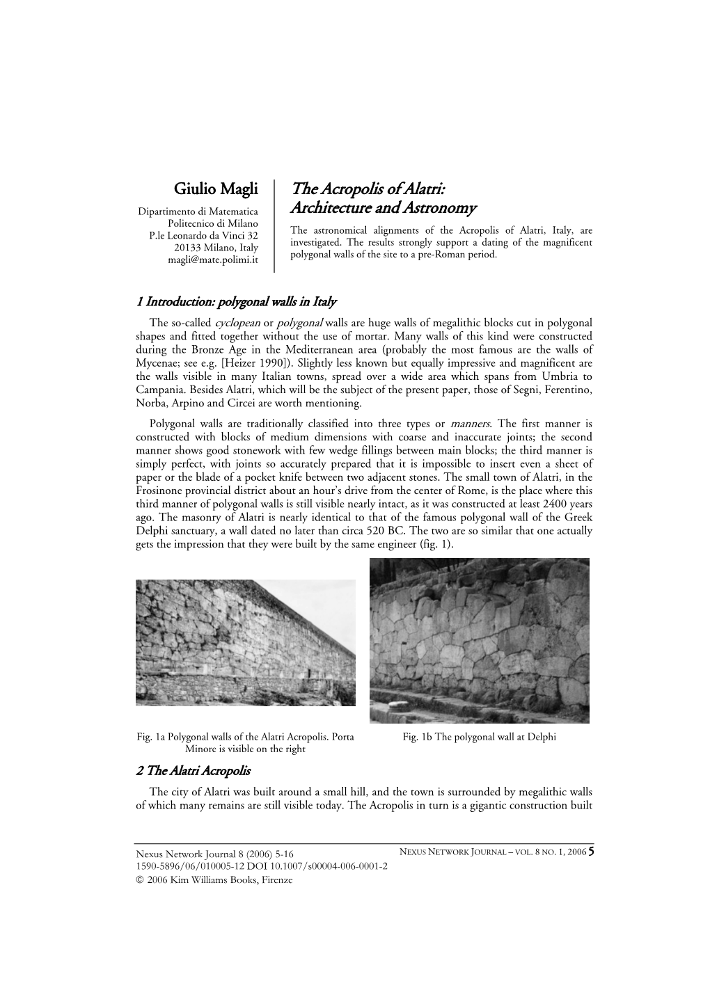 The Acropolis of Alatri: Architecture and Astronomy