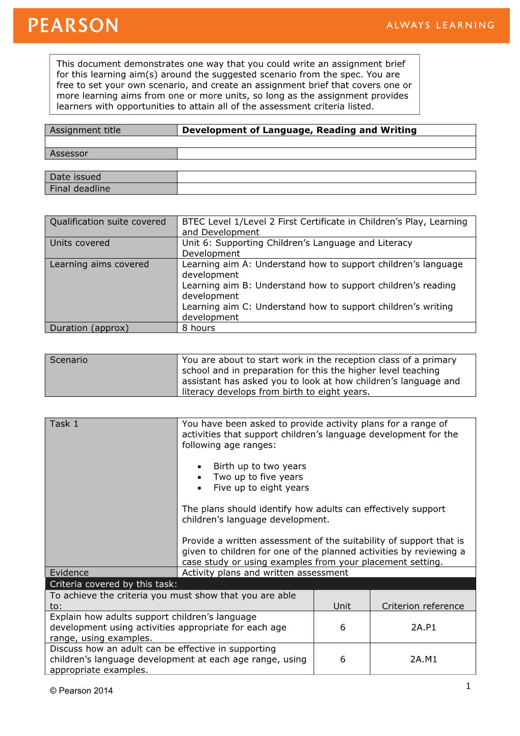 Authorised Assignment Brief - Unit 6