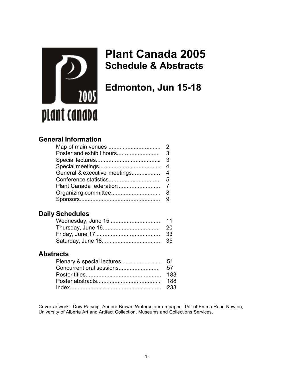 Plant Canada 2005 Schedule & Abstracts