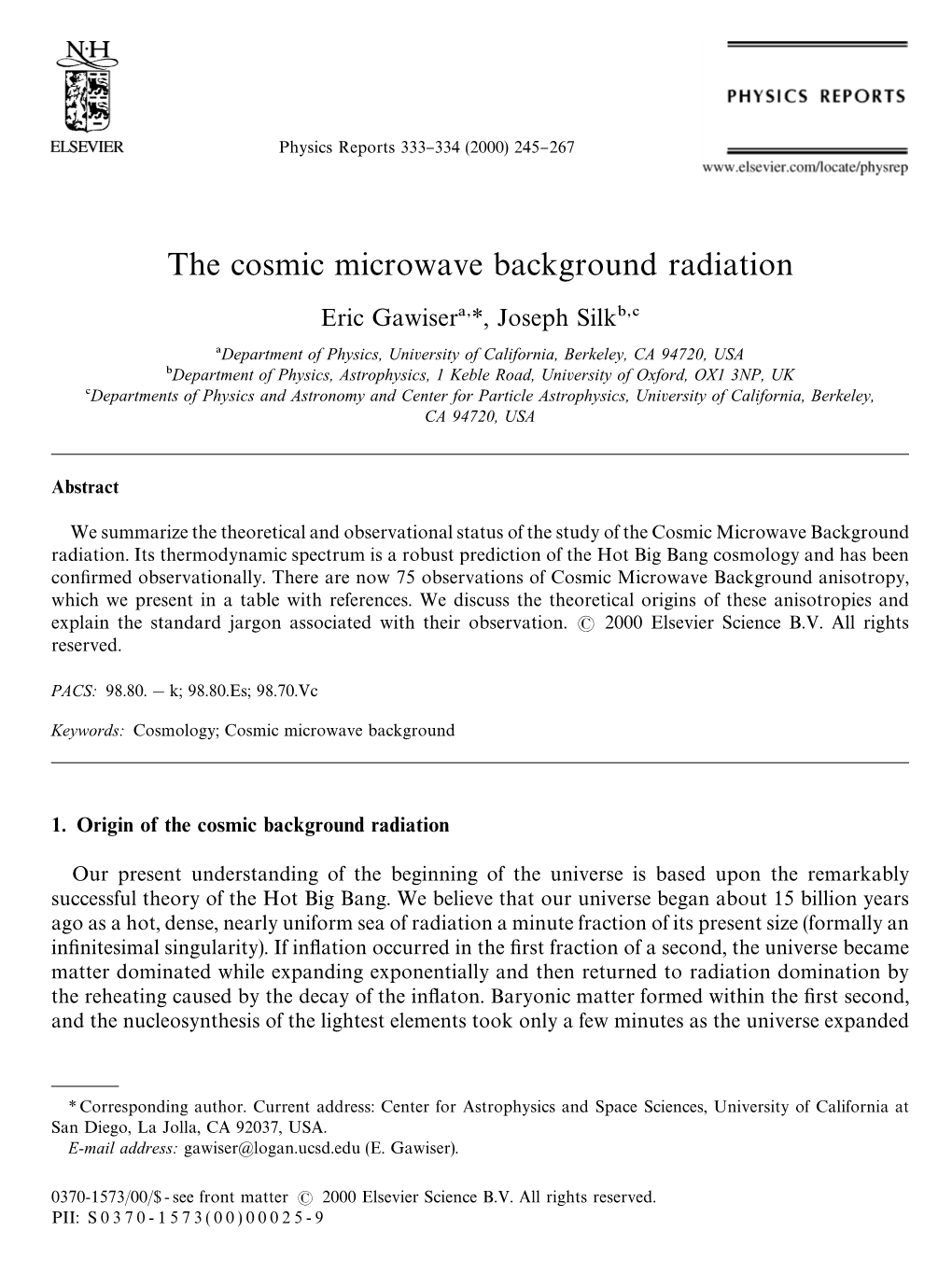 The Cosmic Microwave Background Radiation