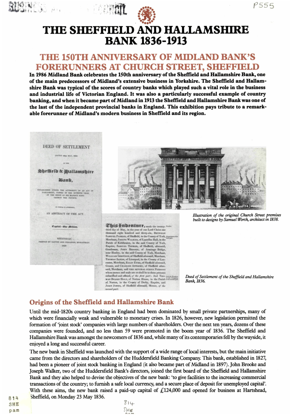 The Sheffield and Hallamshire Bank 1836-1913