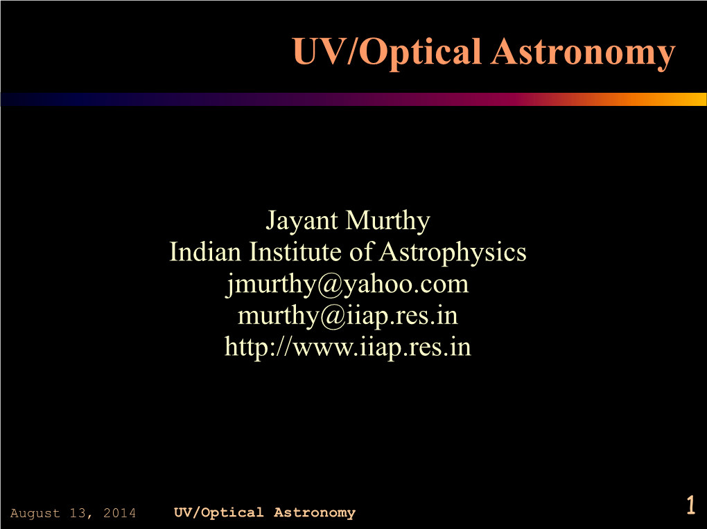 UV/Optical Astronomy