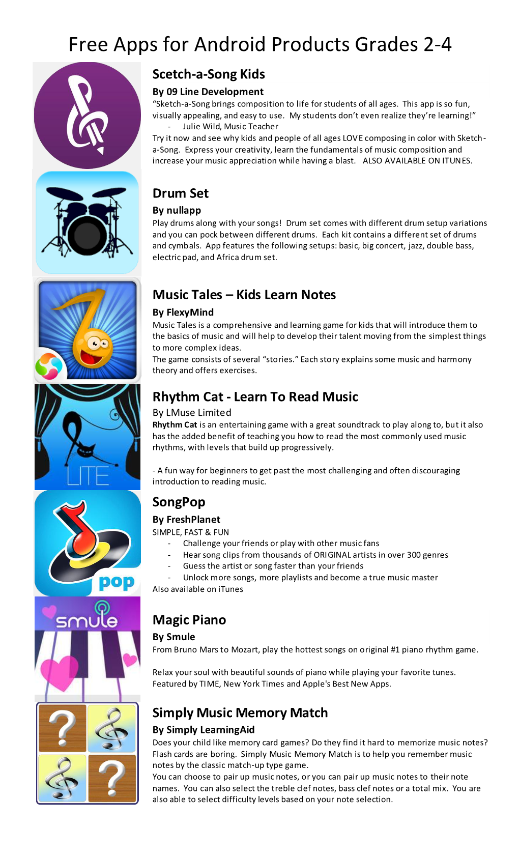 Free Apps for Android Products Grades 2-4 Scetch-A-Song Kids by 09 Line Development “Sketch-A-Song Brings Composition to Life for Students of All Ages