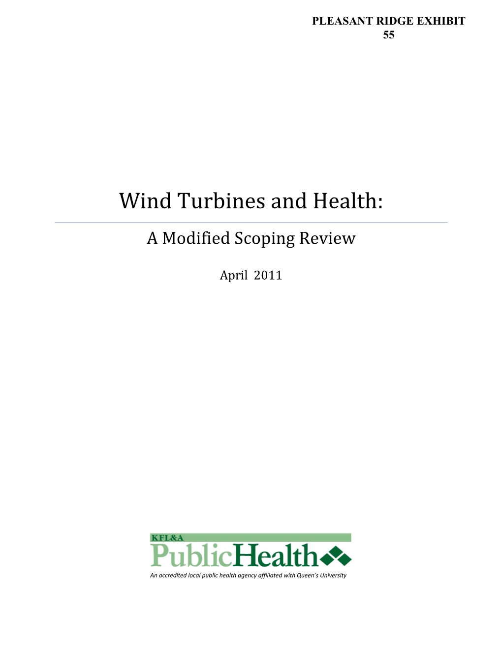 Wind Turbines and Health: a Modified Scoping Review