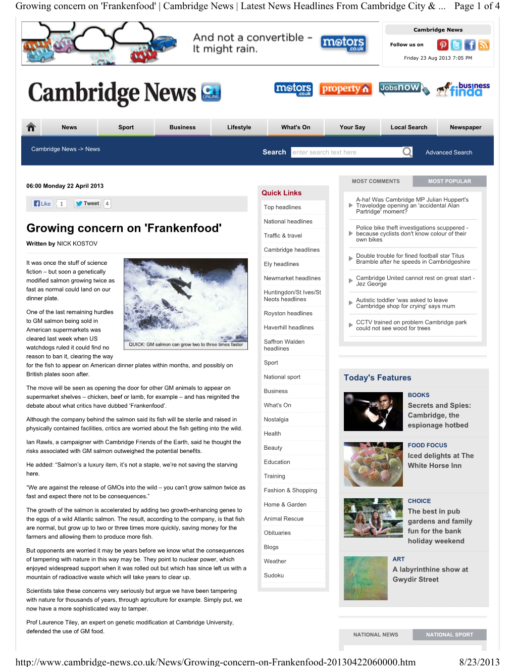 Growing Concern on 'Fran Enfood' | Cambridge News