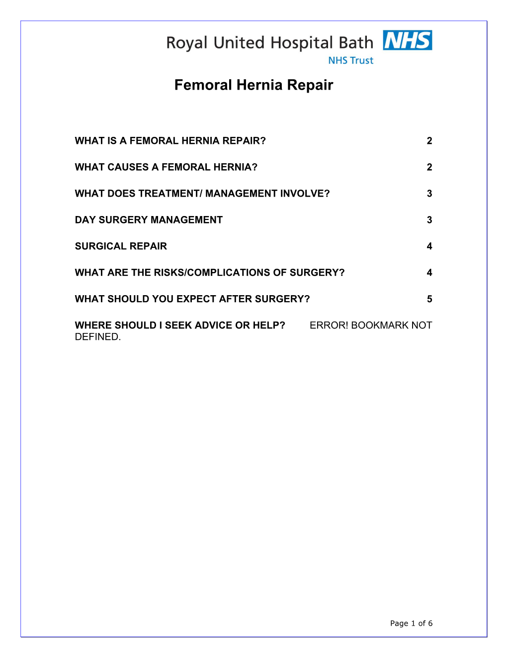 Femoral Hernia Repair