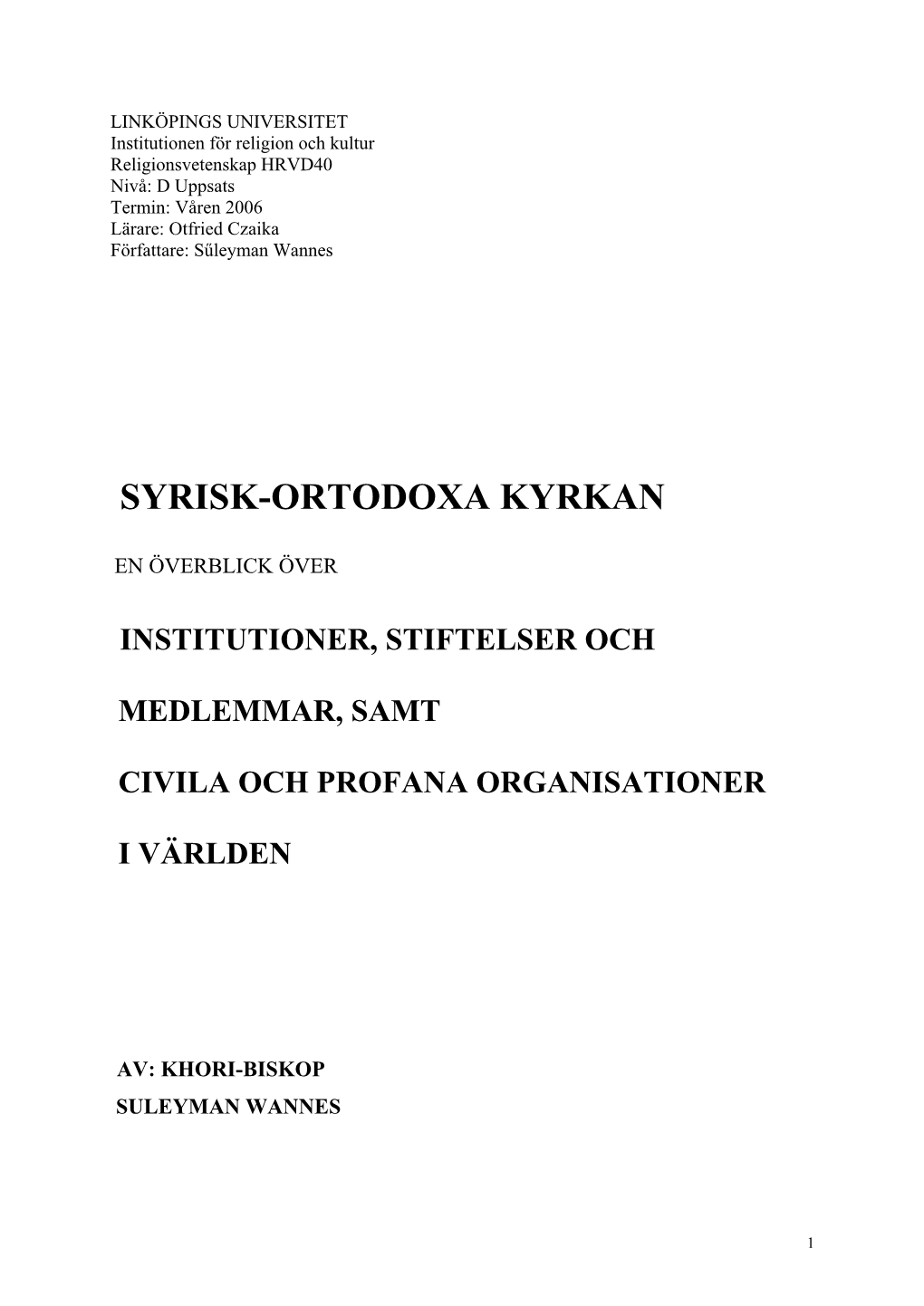 Syrisk-Ortodoxa Kyrkan