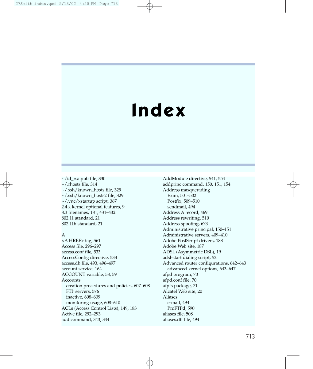 27Smith Index.Qxd 5/13/02 4:20 PM Page 713