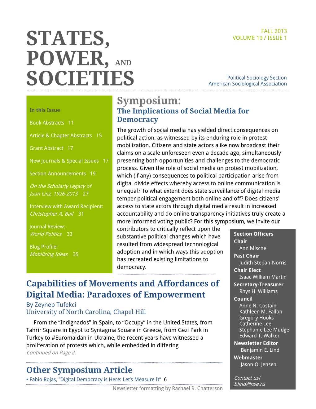 States, Power, and Societies FALL 2013 2