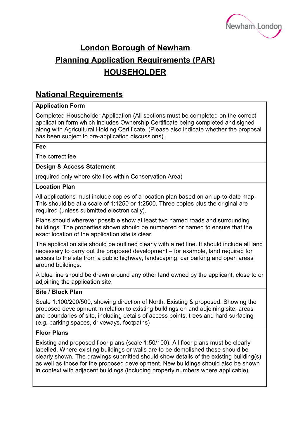 Householder Planning Application Requirements