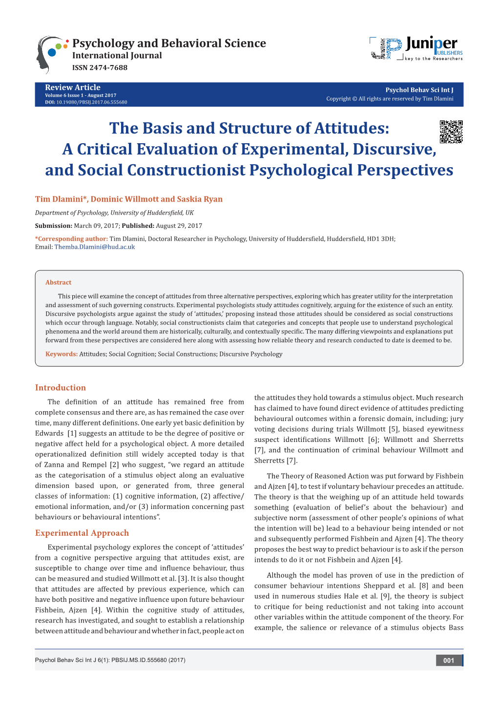 The Basis and Structure of Attitudes: a Critical Evaluation of Experimental, Discursive, and Social Constructionist Psychological Perspectives