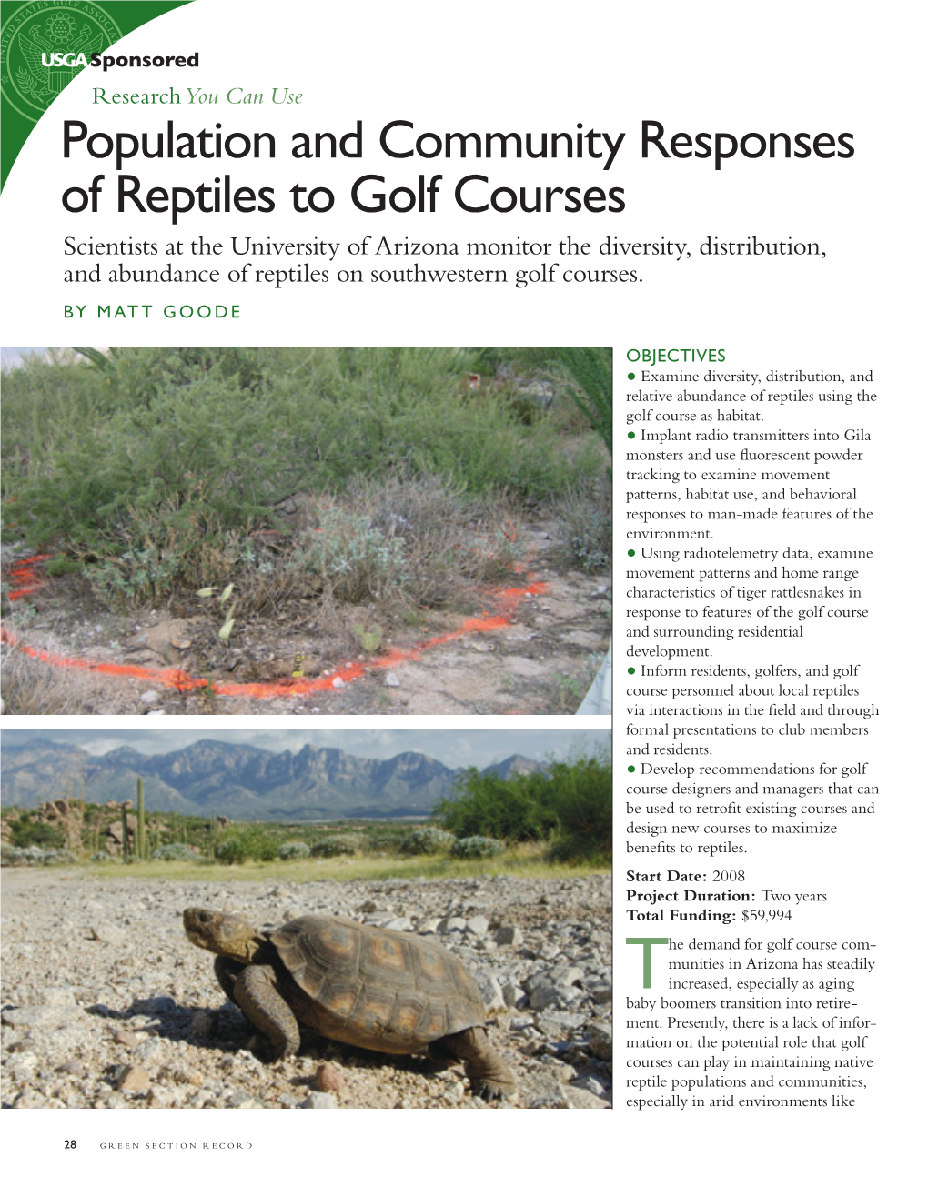Population and Community Responses of Reptiles to Golf Courses