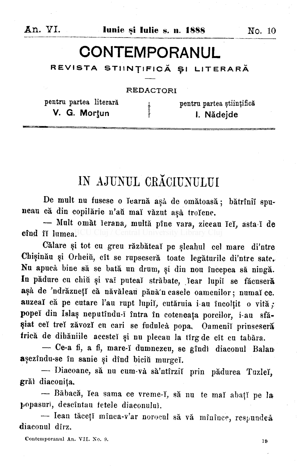 CONTEMPORANUL REVISTA ŞTIINŢIFICĂ Şl LITERARĂ