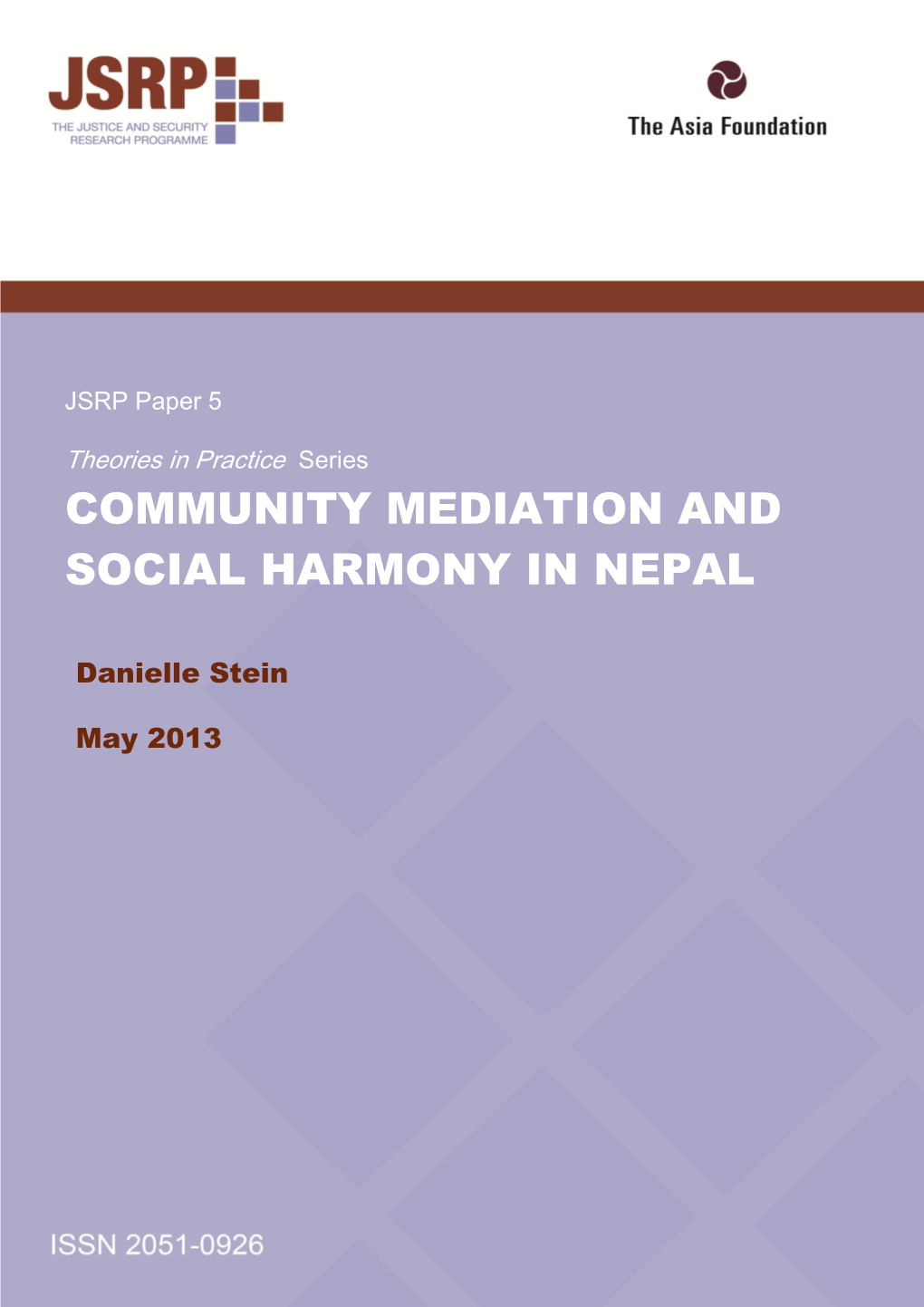 Community Mediation and Social Harmony in Nepal