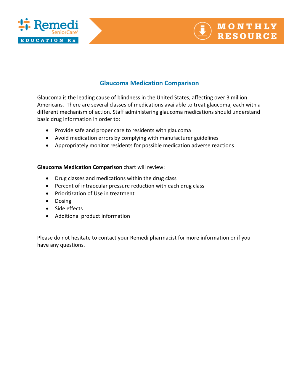 Glaucoma Medication Comparison