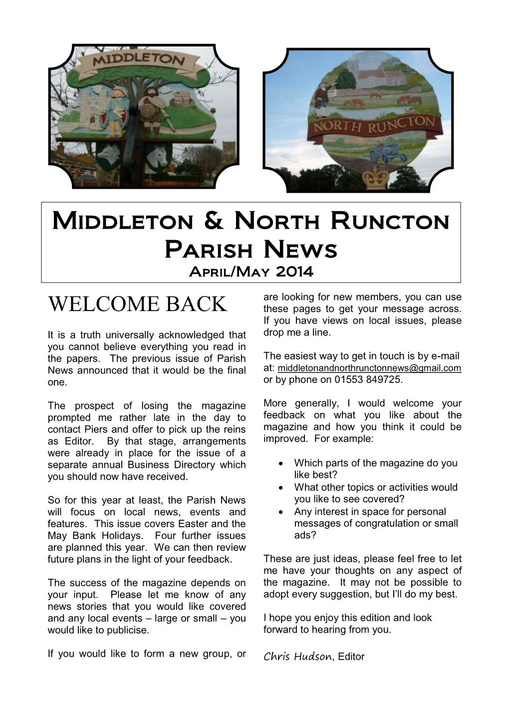 Middleton & North Runcton Parish News