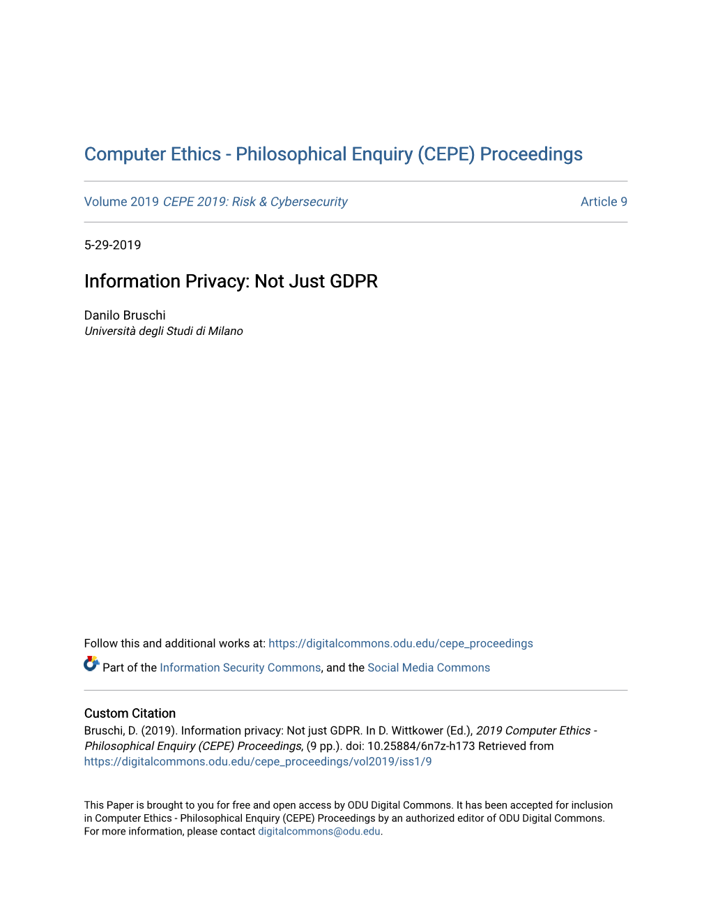 Information Privacy: Not Just GDPR