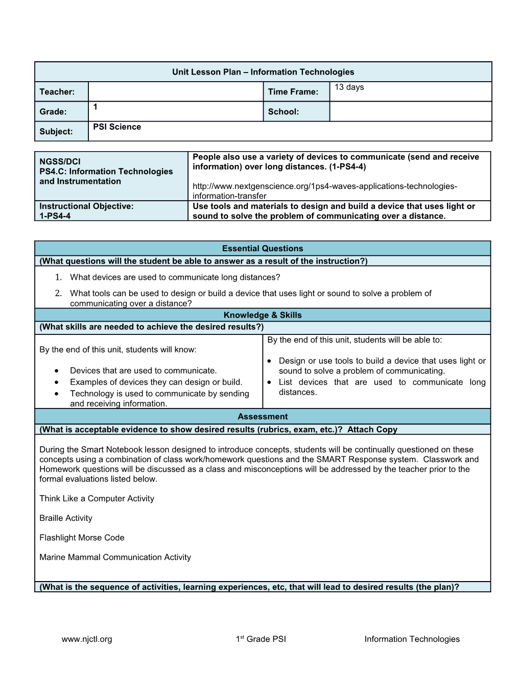 Unit Lesson Plan Atomic Structure s3