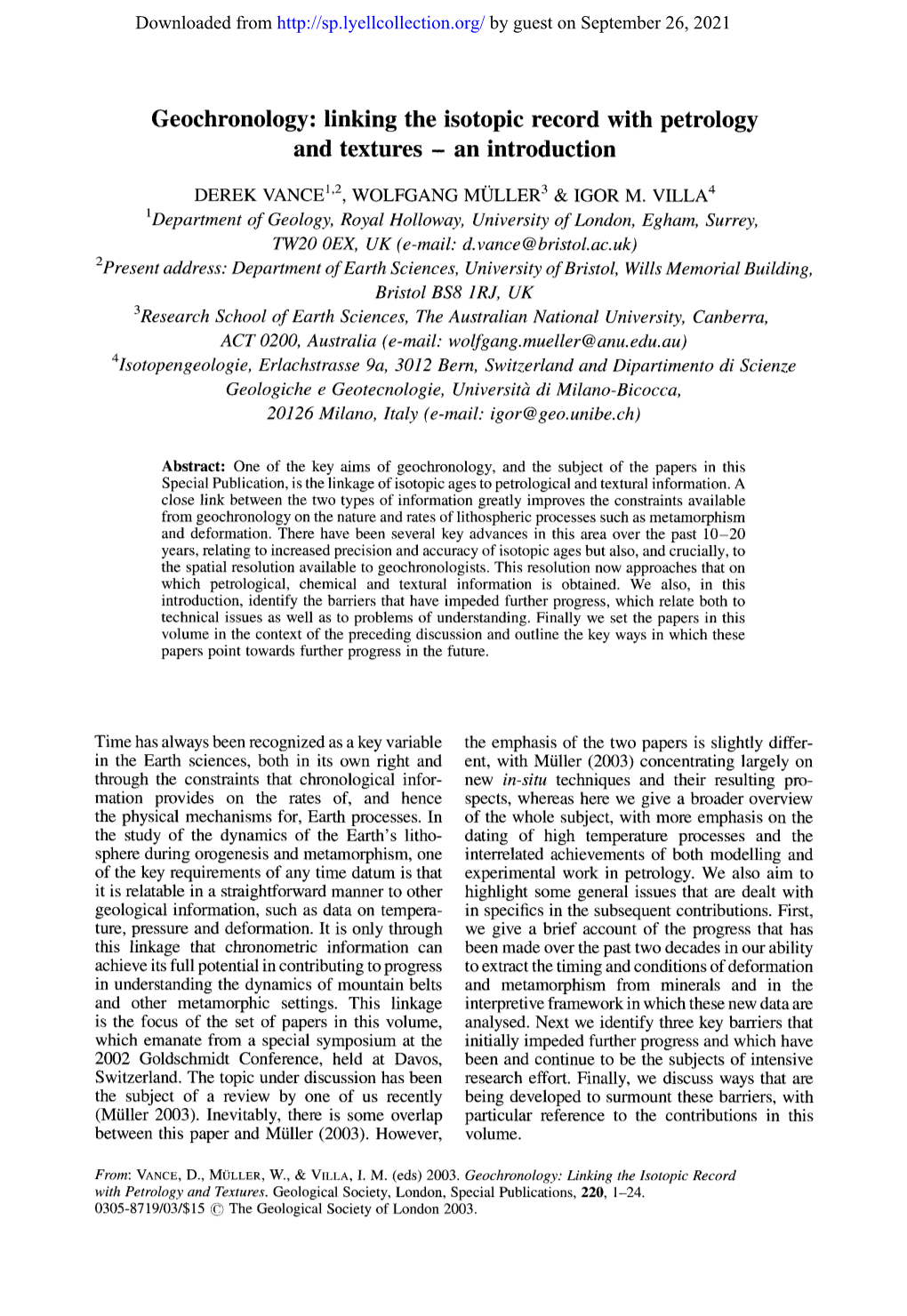 Geochronology: Linking the Isotopic Record with Petrology and Textures - an Introduction