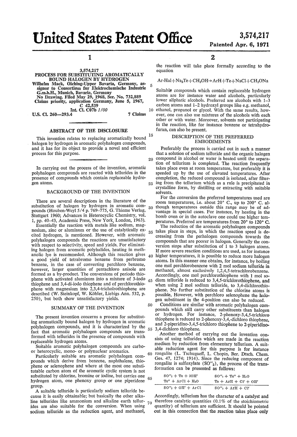 United States Patent Office Patiented Apr