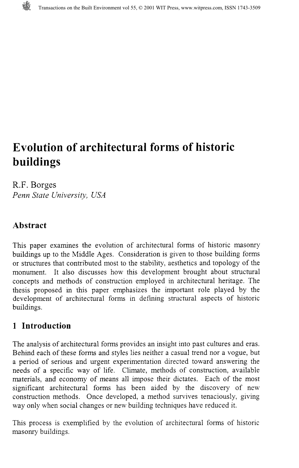 Evolution of Architectural Forms of Historic Buildings