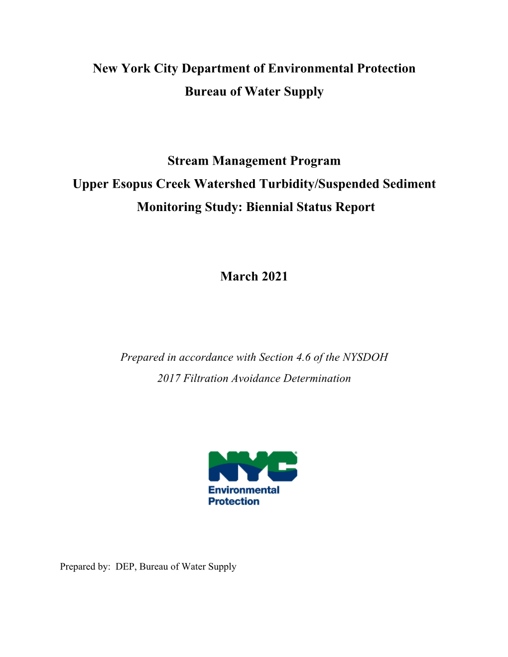 New York City Department of Environmental Protection Bureau of Water Supply