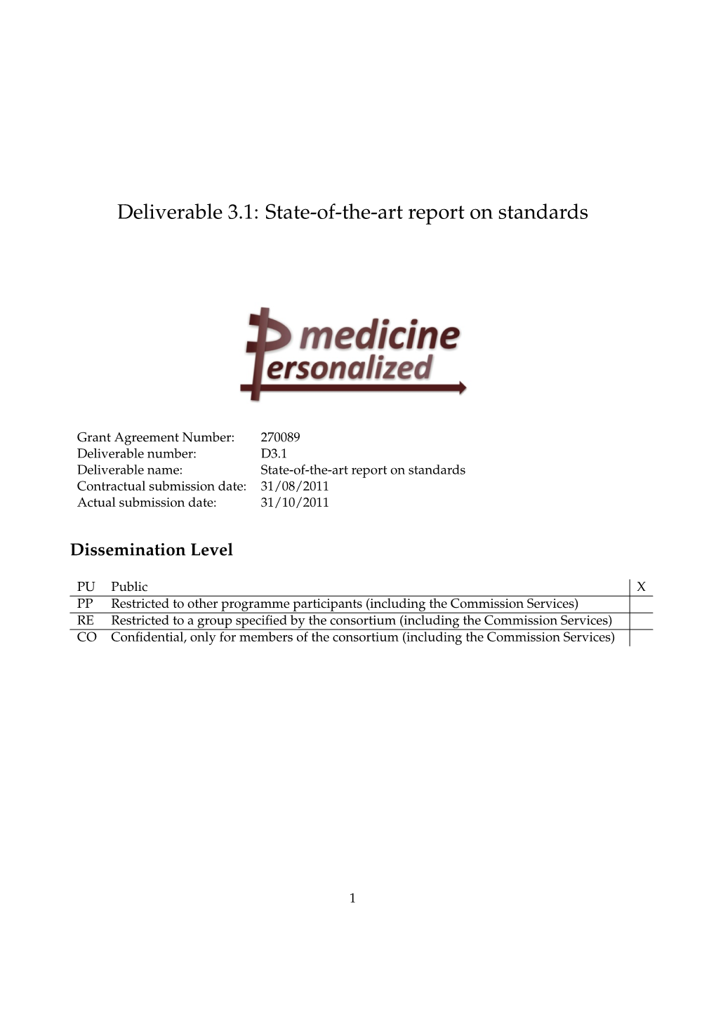 Deliverable 3.1: State-Of-The-Art Report on Standards