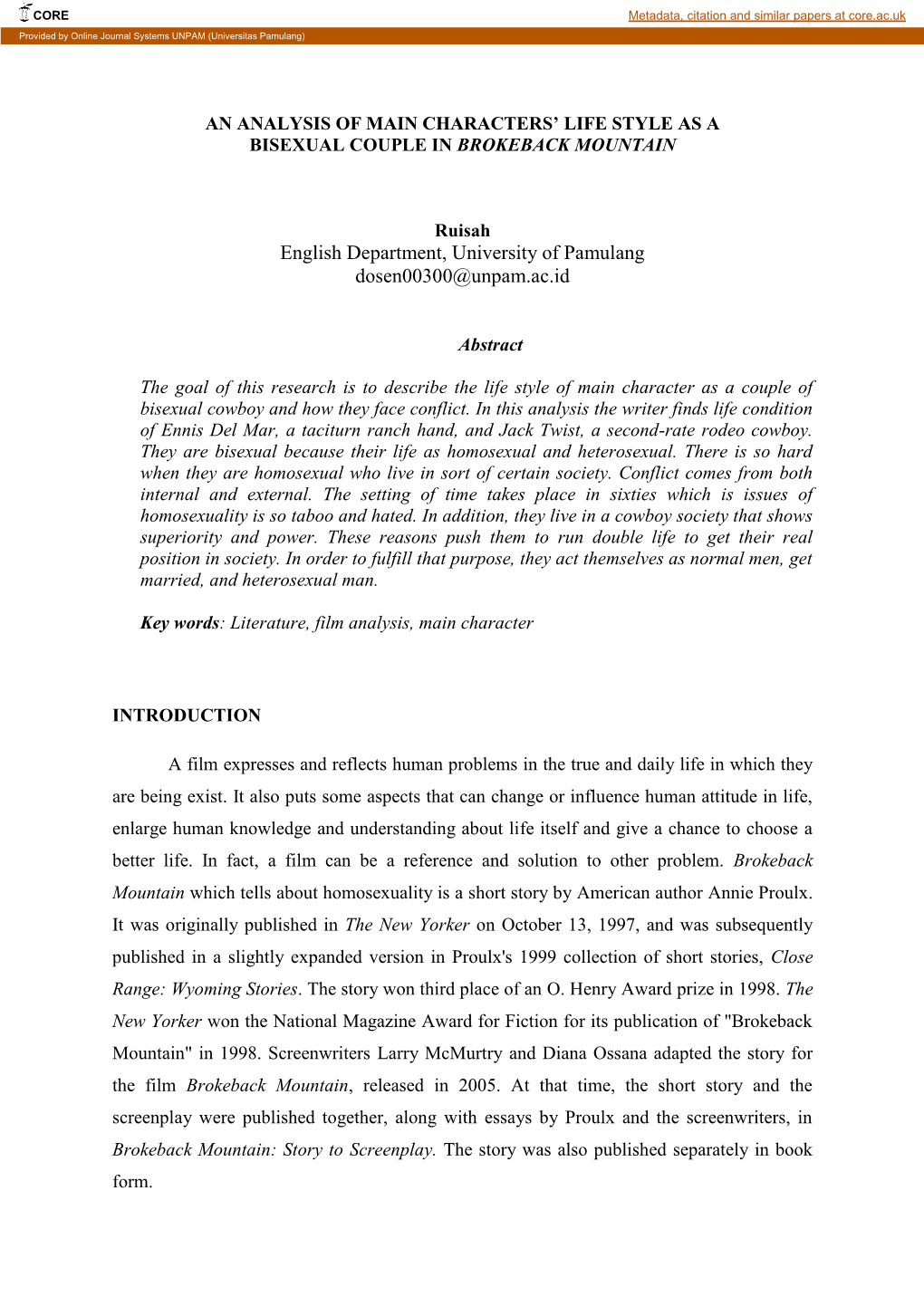 English Department, University of Pamulang Dosen00300@Unpam.Ac.Id