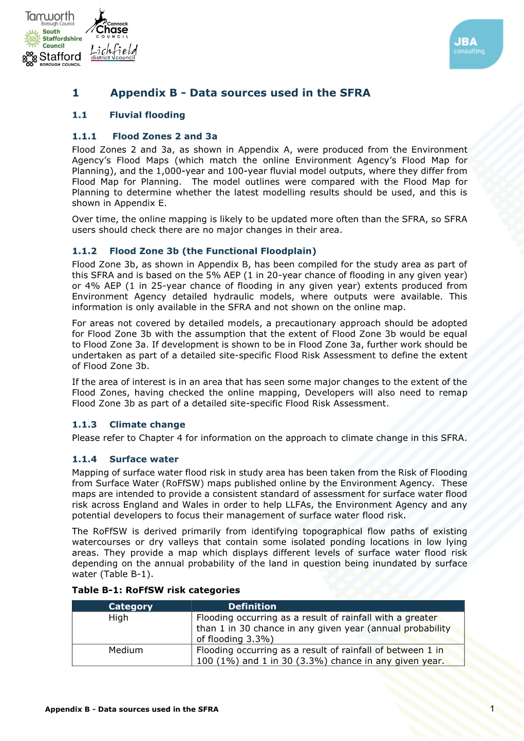 1 Appendix B - Data Sources Used in the SFRA