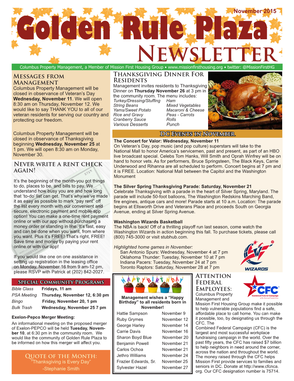 Golden Rule Plaza Resident Newsletter