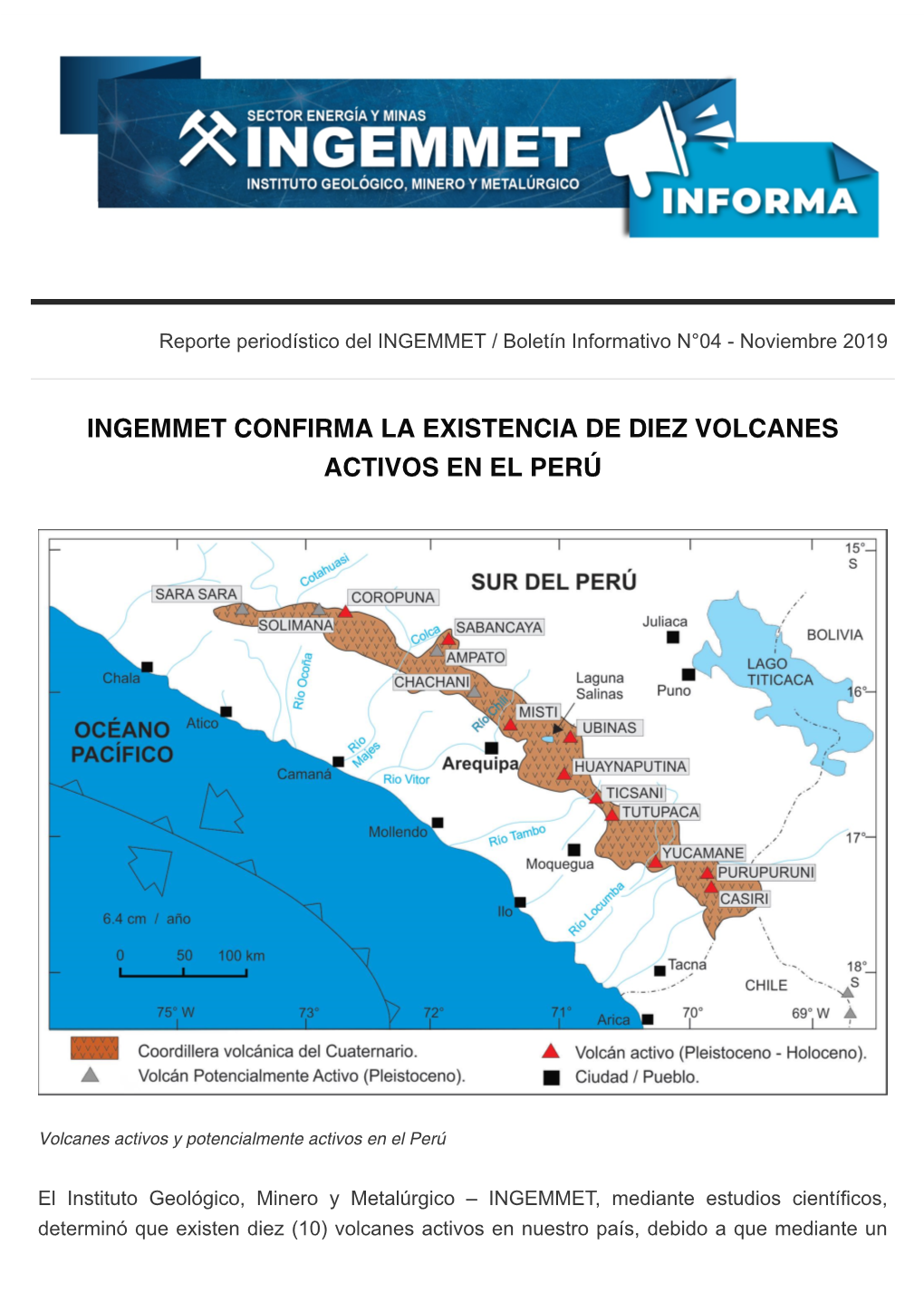 Ingemmet Confirma La Existencia De Diez Volcanes Activos En El Perú