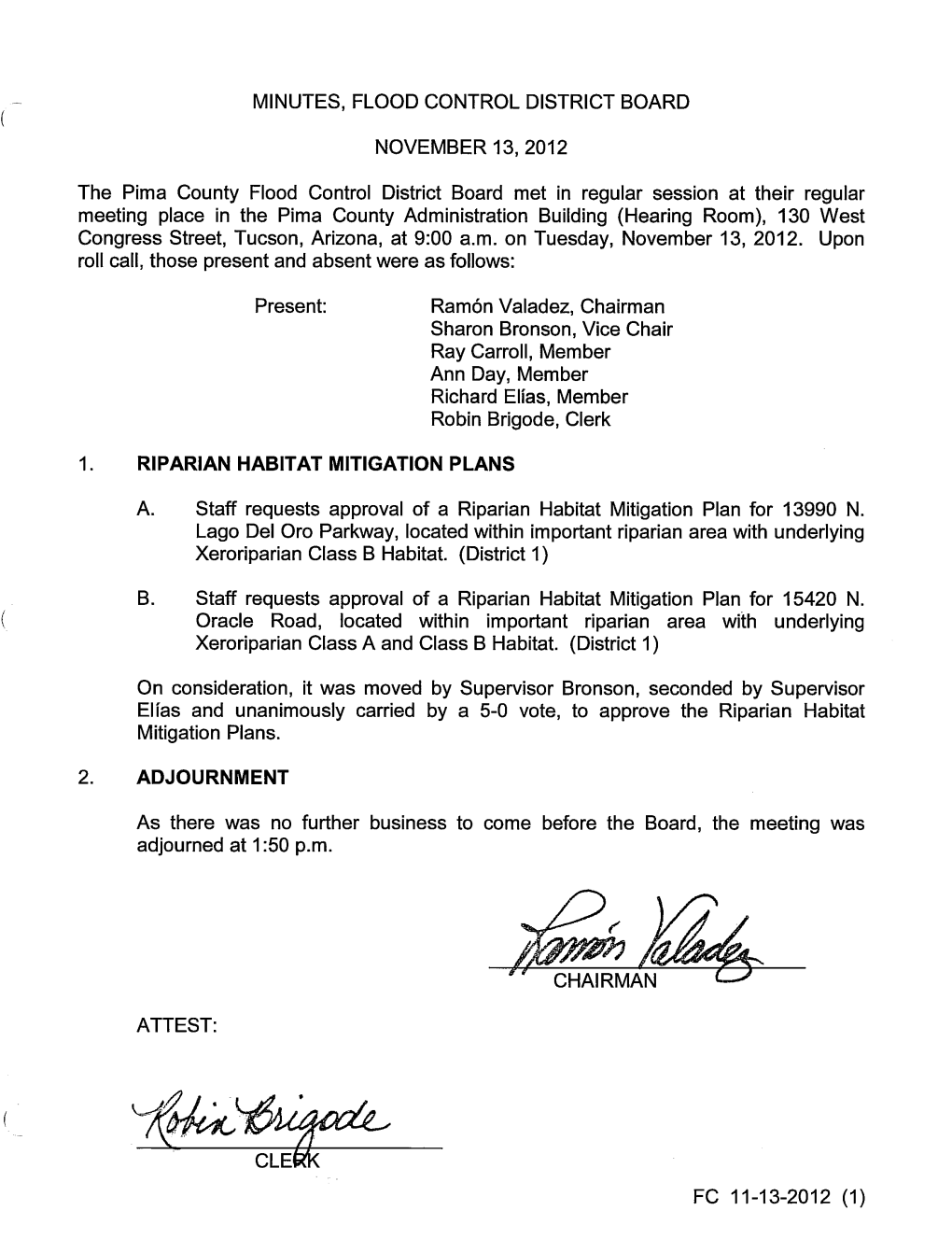 Minutes, Flood Control District Board November 13