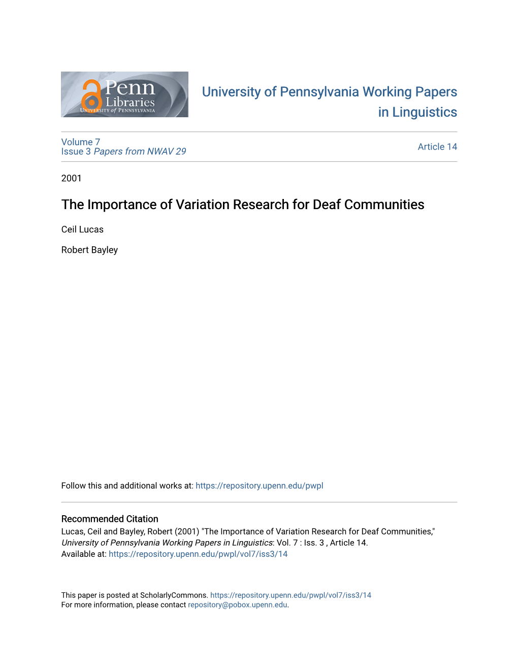 The Importance of Variation Research for Deaf Communities