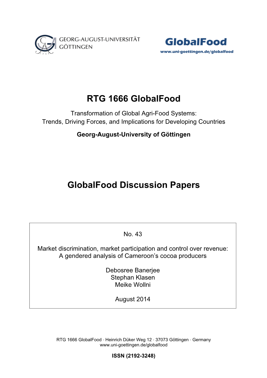 RTG 1666 Globalfood