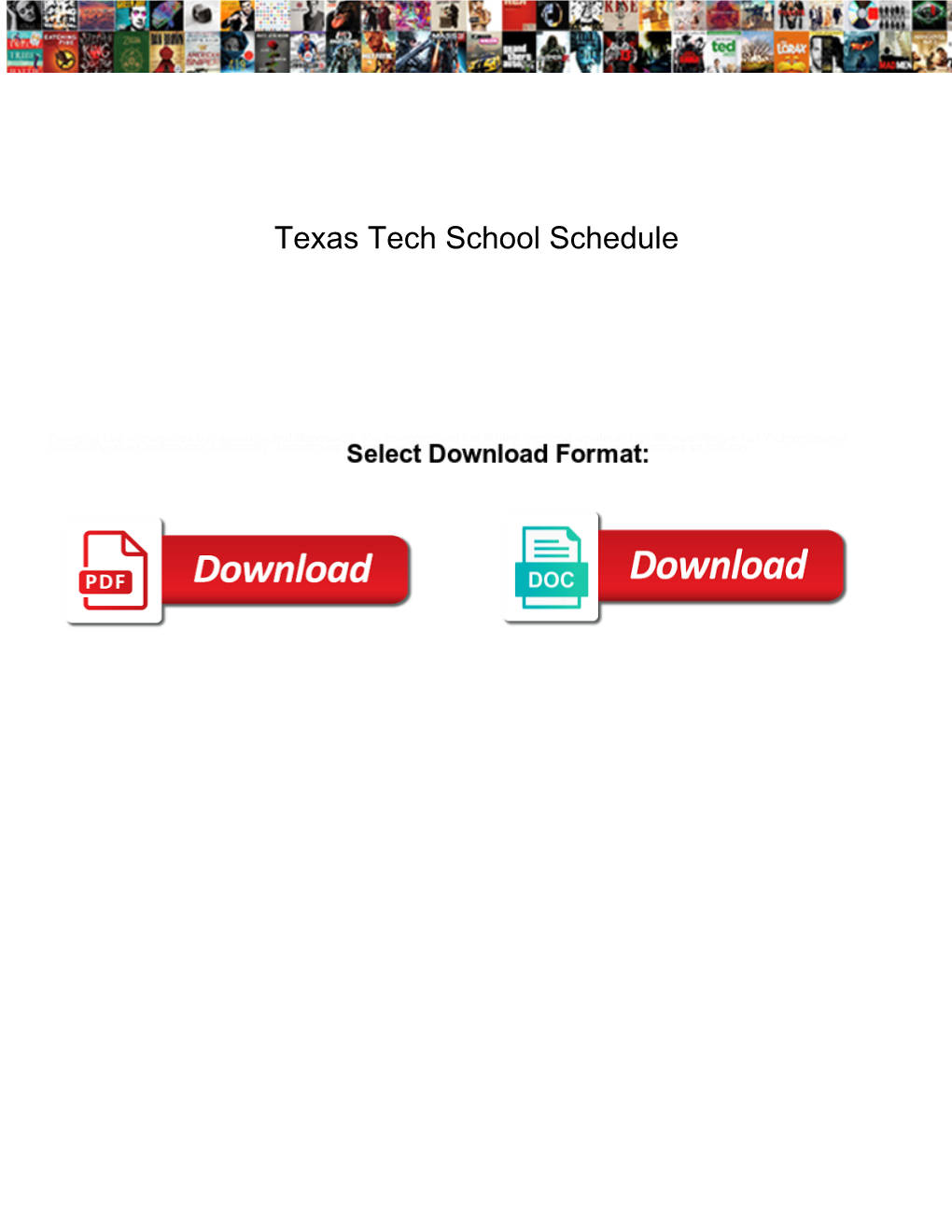 Texas Tech School Schedule